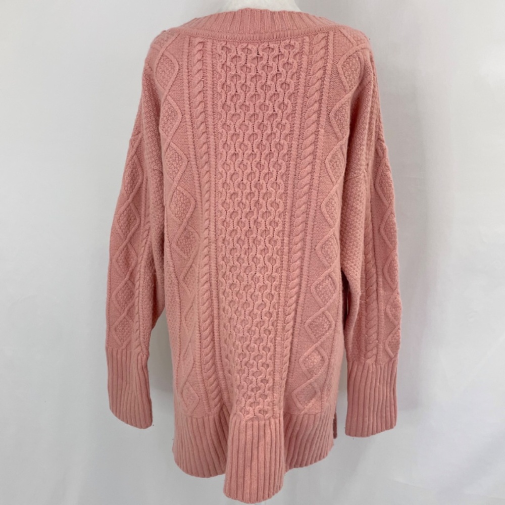 J Crew Cable Knit Patchwork Wool Blend Tunic Sweater K2428 Seashell Pink Large - Picture 12 of 16